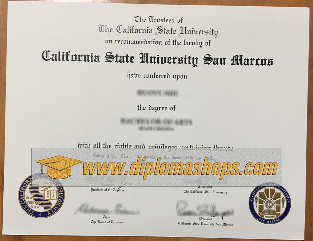fake California State University San Marcos diploma
