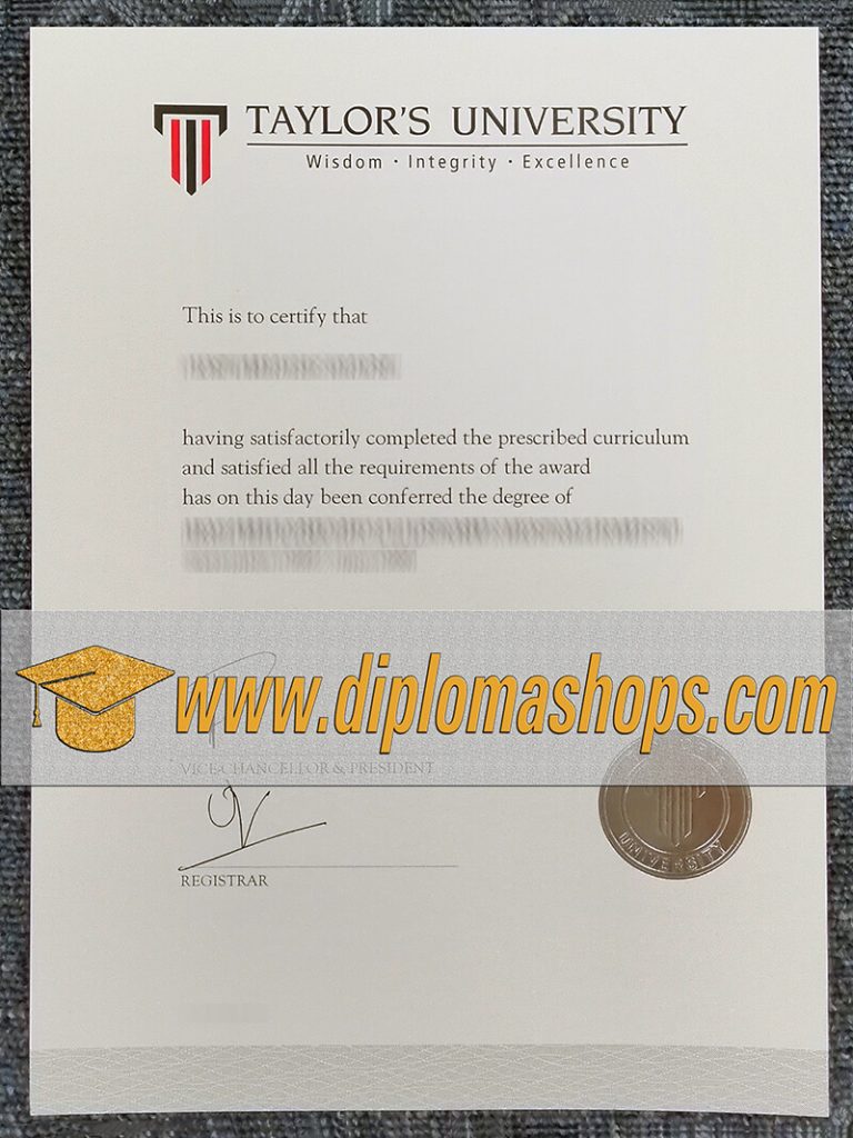 fake Taylors College diploma