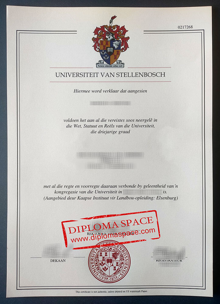 fake Universiteit van Stellenbosch diploma