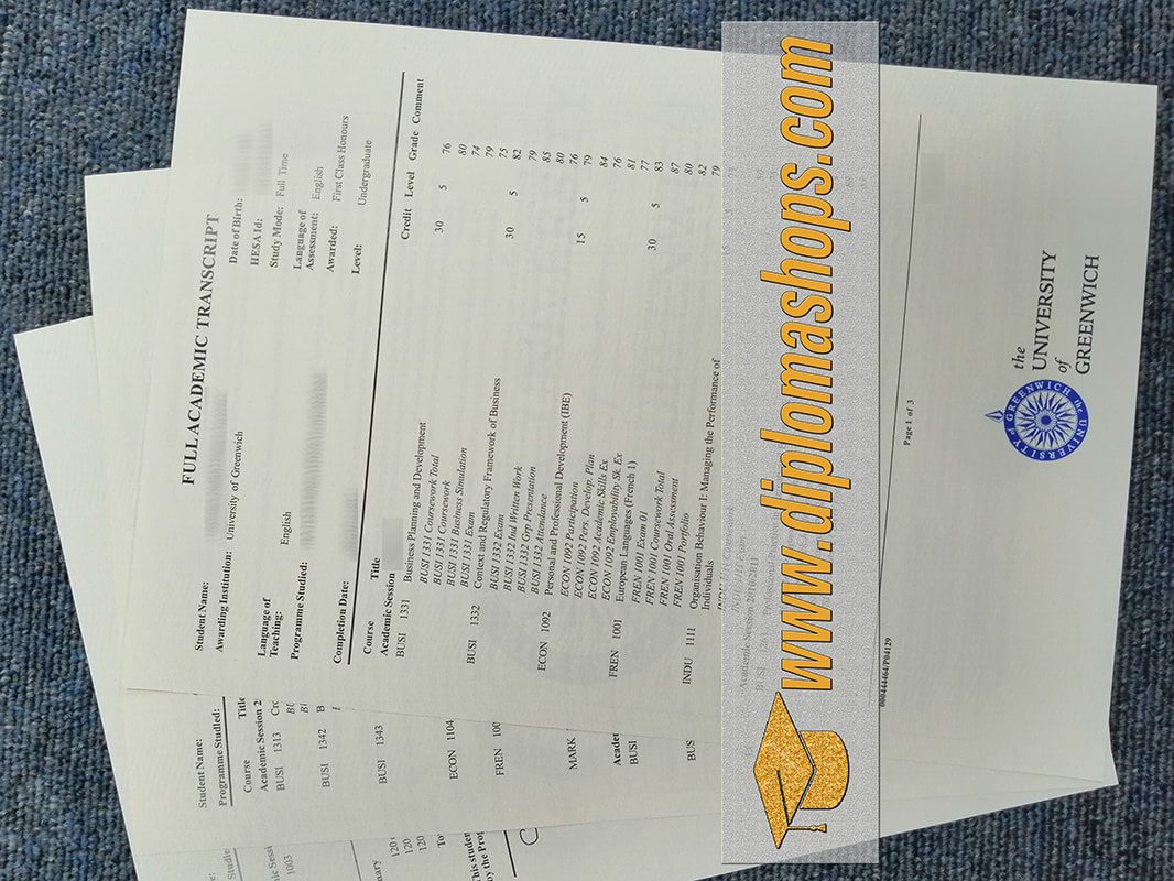 fake Greenwich University transcript