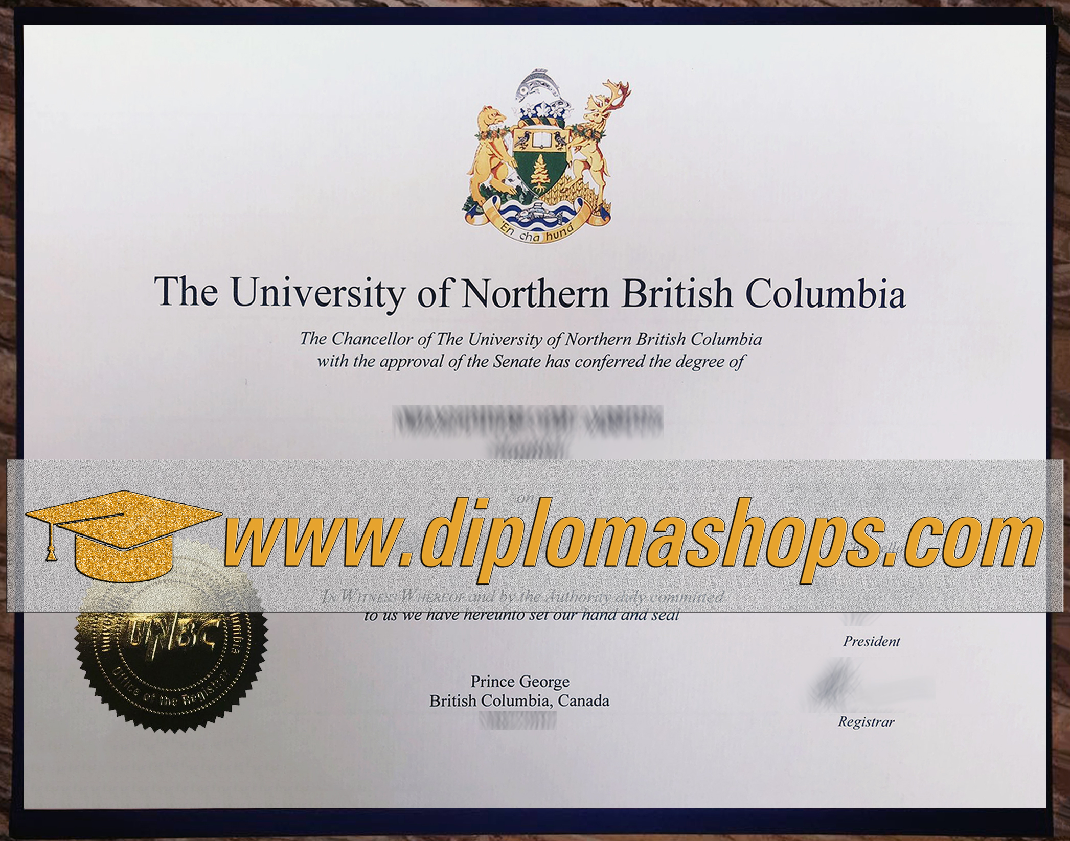 buy fake University of Northern British Columbia diploma