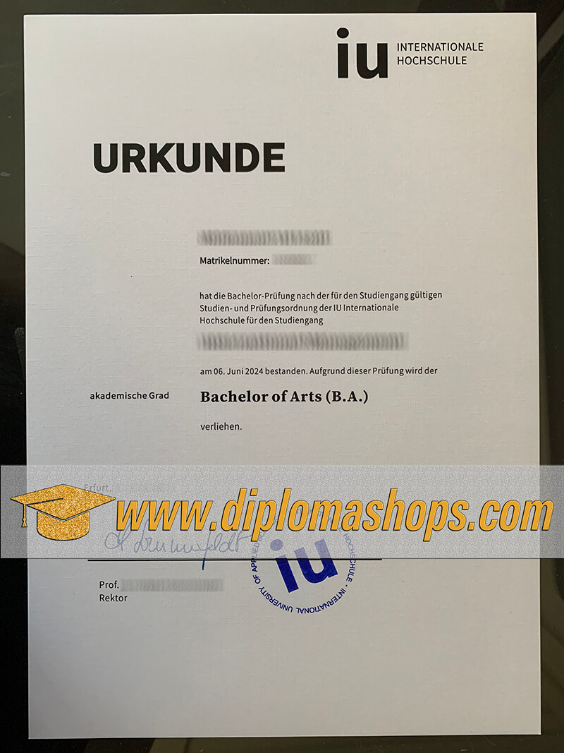 Buy new version IUBH diploma