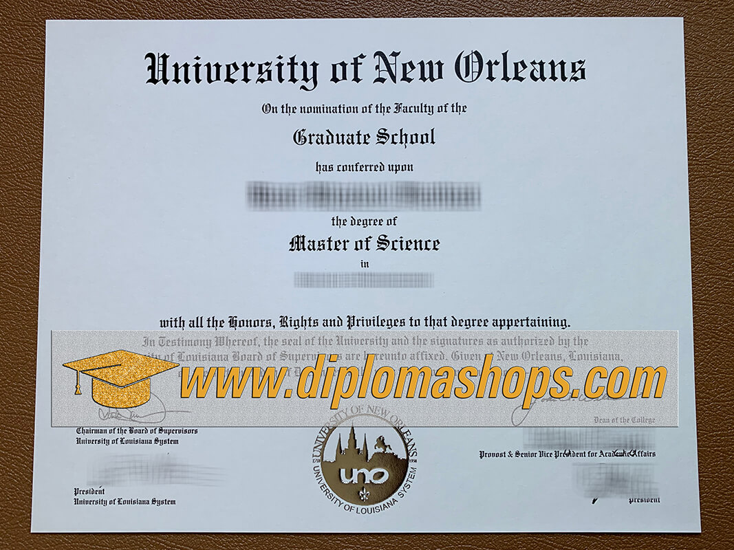 University of New Orleans Master degree