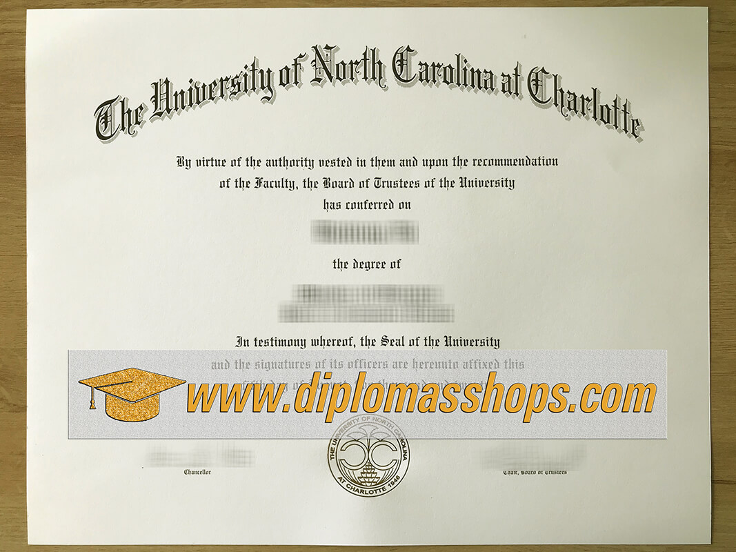 UNCC diploma, University of North Carolina at Charlotte diploma, UNCC degree certificate