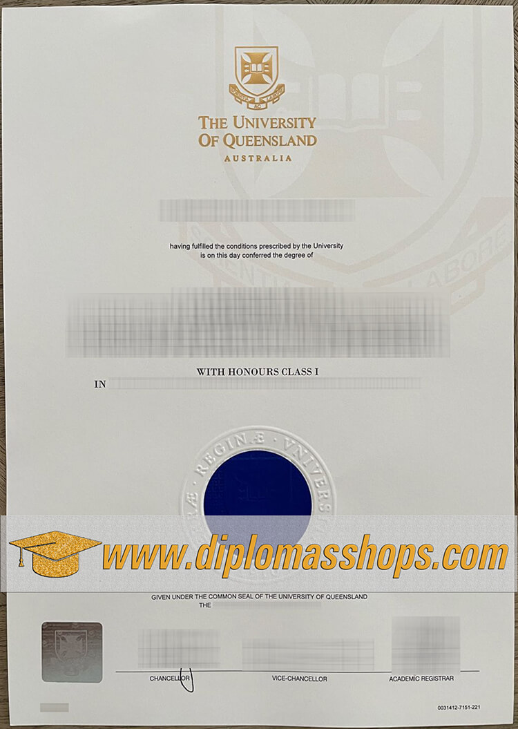 fake University of Queensland diploma