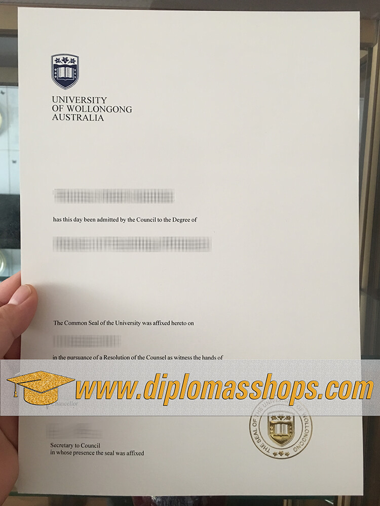 fake University of Wollongong diploma